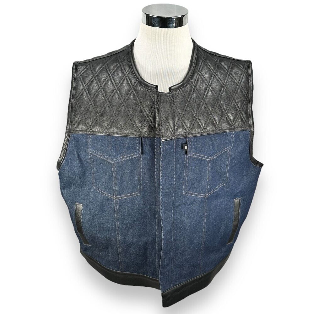 Espinoza's In Stock Double Diamond 501 Hybrid Vest Men's 3X Biker Black Blue New